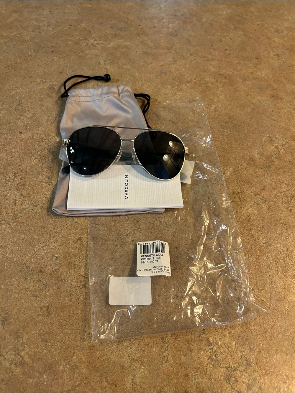 Kenneth Cole Men’s Aviator Sunglasses — Silver Frame with Black Lenses